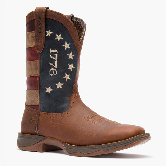 Durango Lady Rebel America 250 Flag Western Boot DRD0520 in Filly Brown, front view with square toe