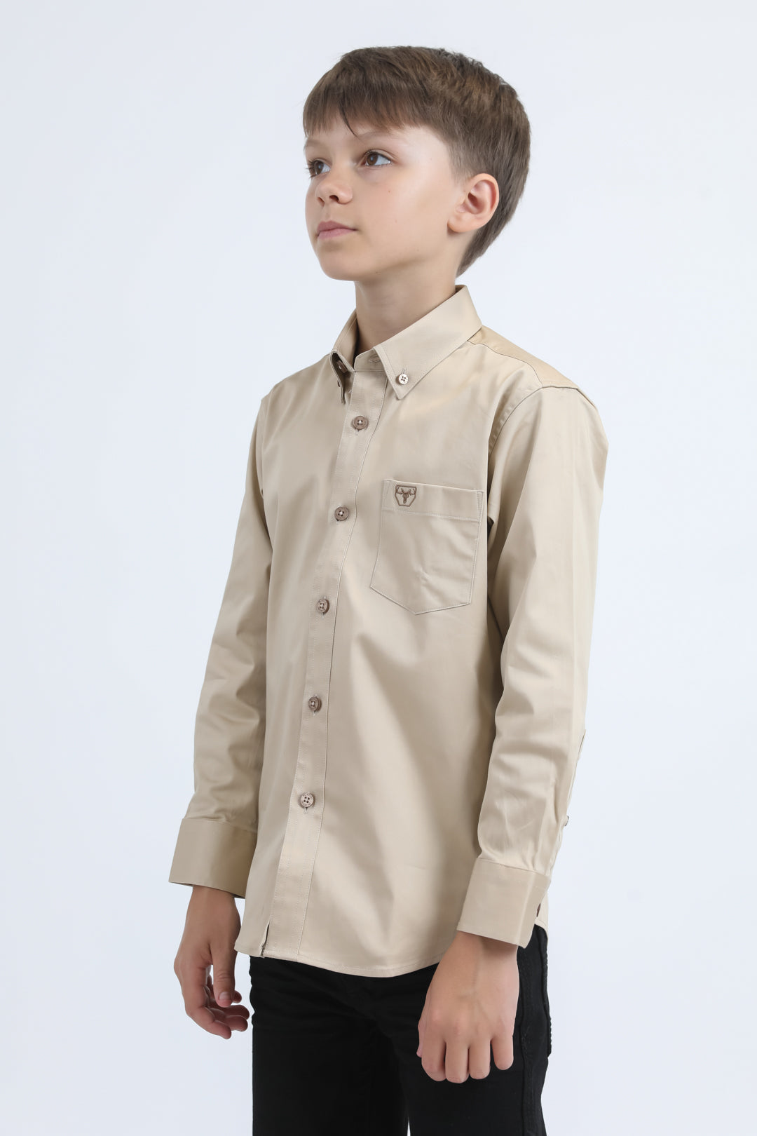 Platini CTK9261 boys' Cattle Dress Shirt in beige, view 3