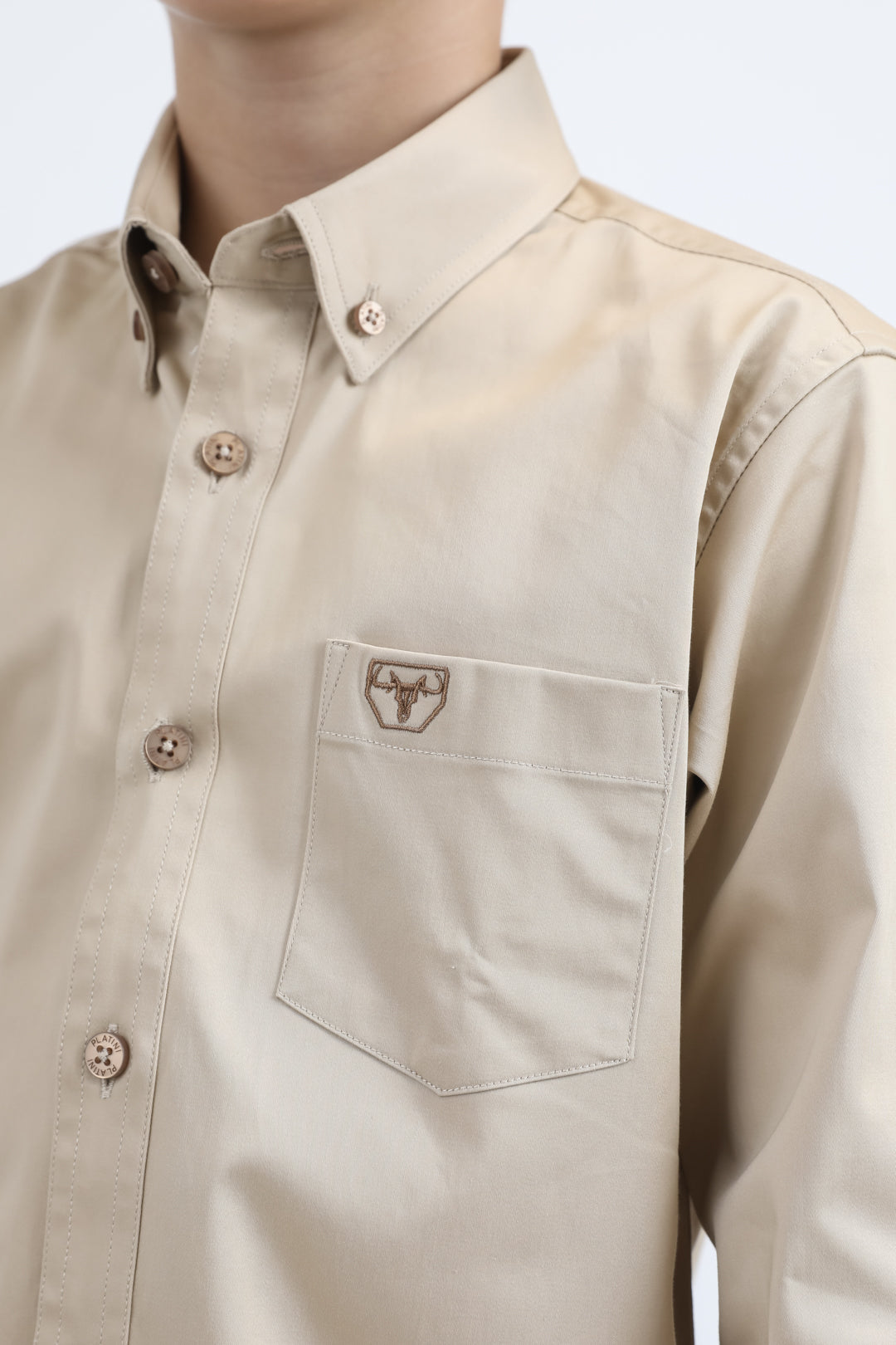 Platini CTK9261 boys' Cattle Dress Shirt in beige, view 4