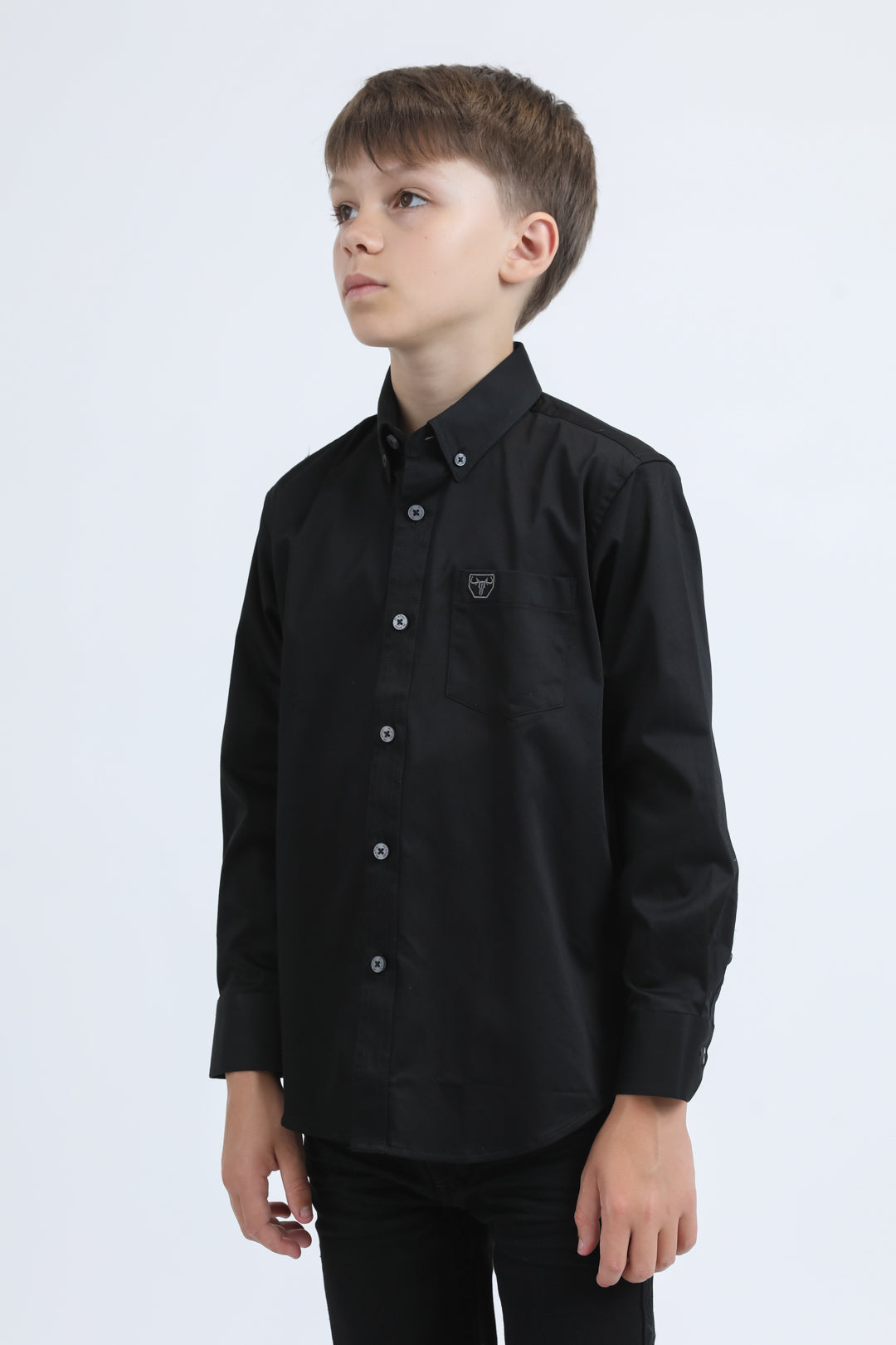 Platini CTK9258 boys' Cattle Dress Shirt in black, view 3
