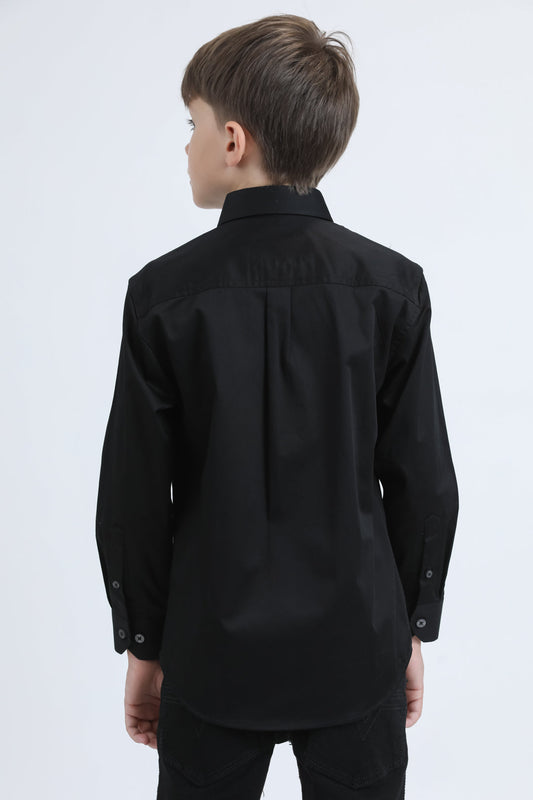 Platini CTK9258 boys' Cattle Dress Shirt in black, view 2