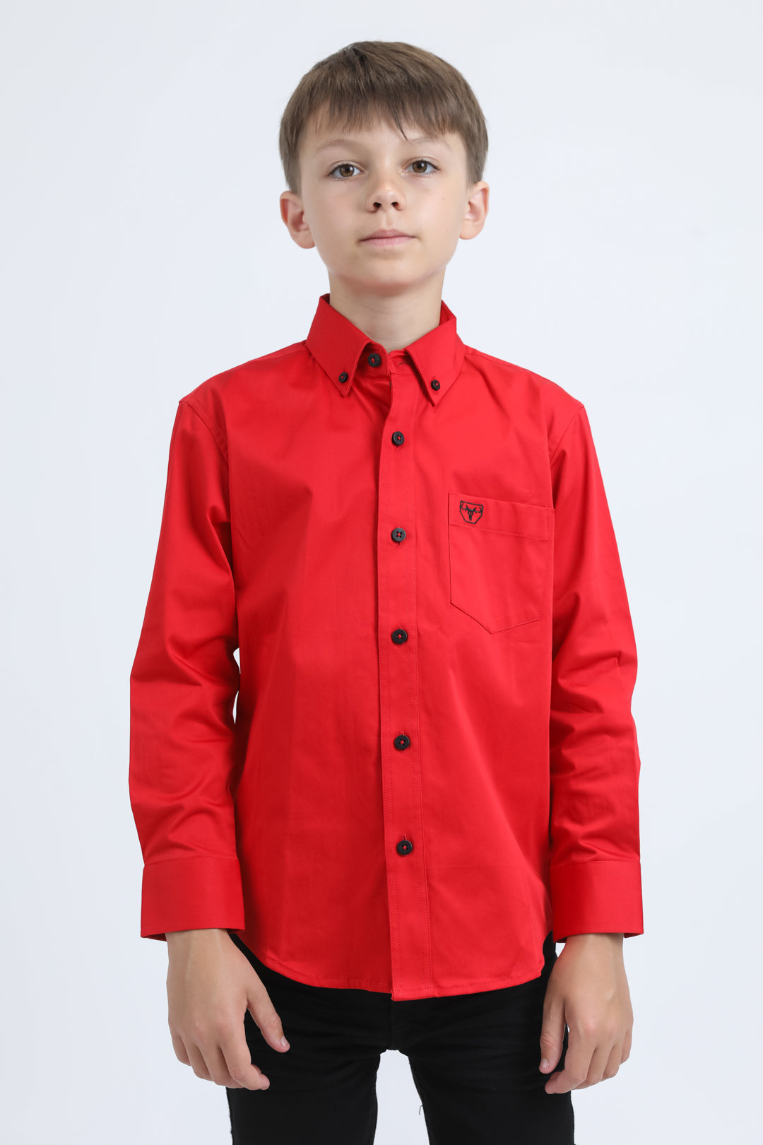 Platini CTK10700 boys' Cattle Dress Shirt in red, front view