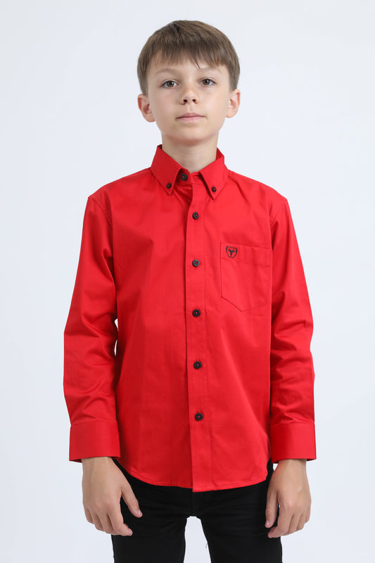 Platini CTK10700 boys' Cattle Dress Shirt in red, front view
