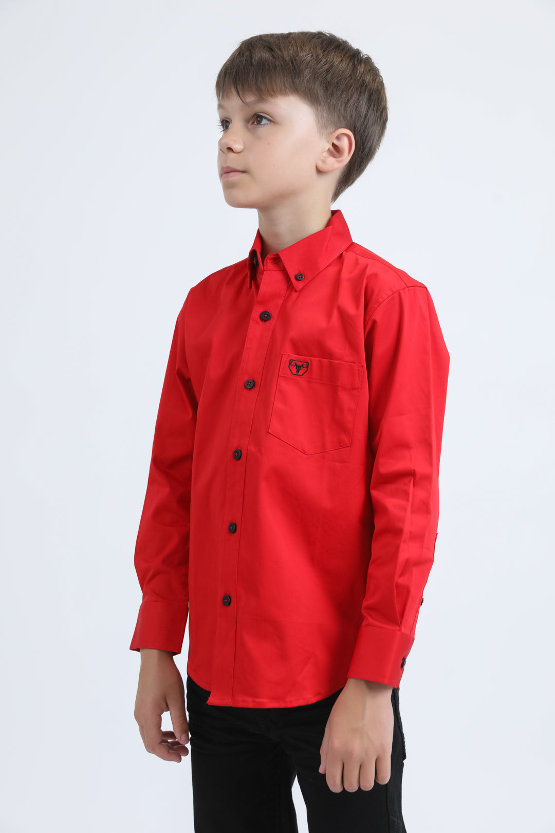Platini CTK10700 boys' Cattle Dress Shirt in red, side view