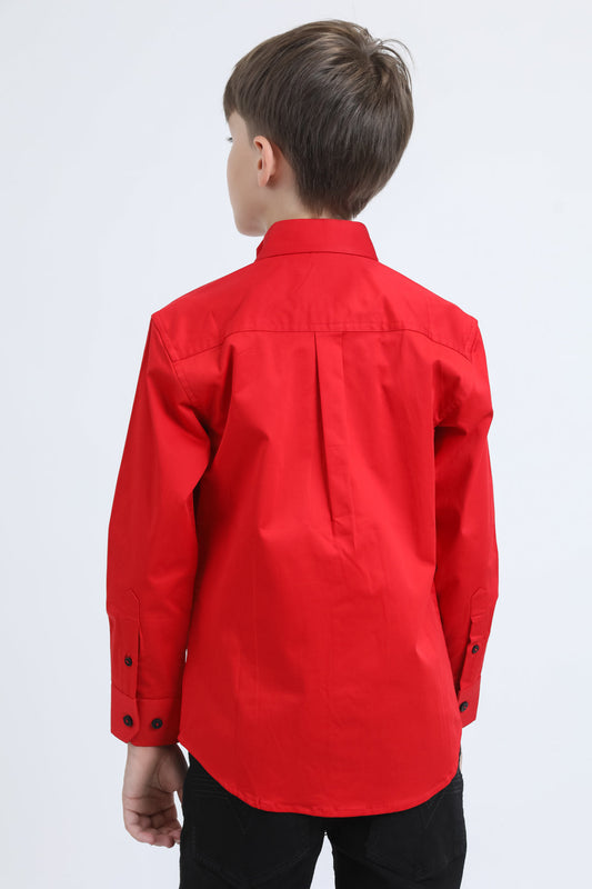 Platini CTK10700 boys' Cattle Dress Shirt in red, back view