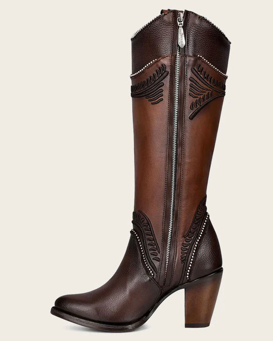 Cuadra Women Boots Damasco Chocolate Embroidery Round Toe CU583