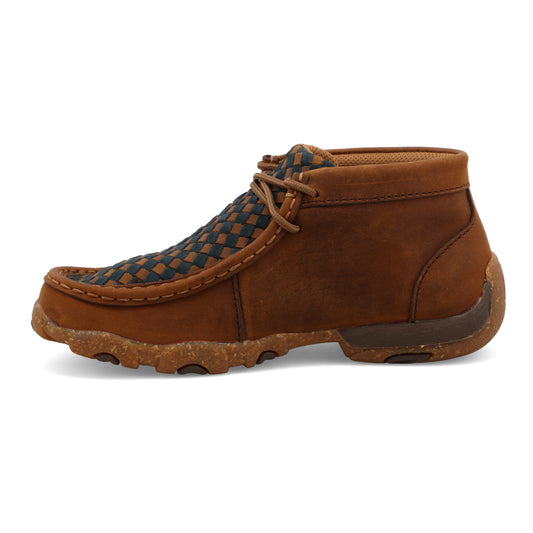 Twisted X YDM0046 kids' chukka driving moc in oiled saddle and midnight, view 2