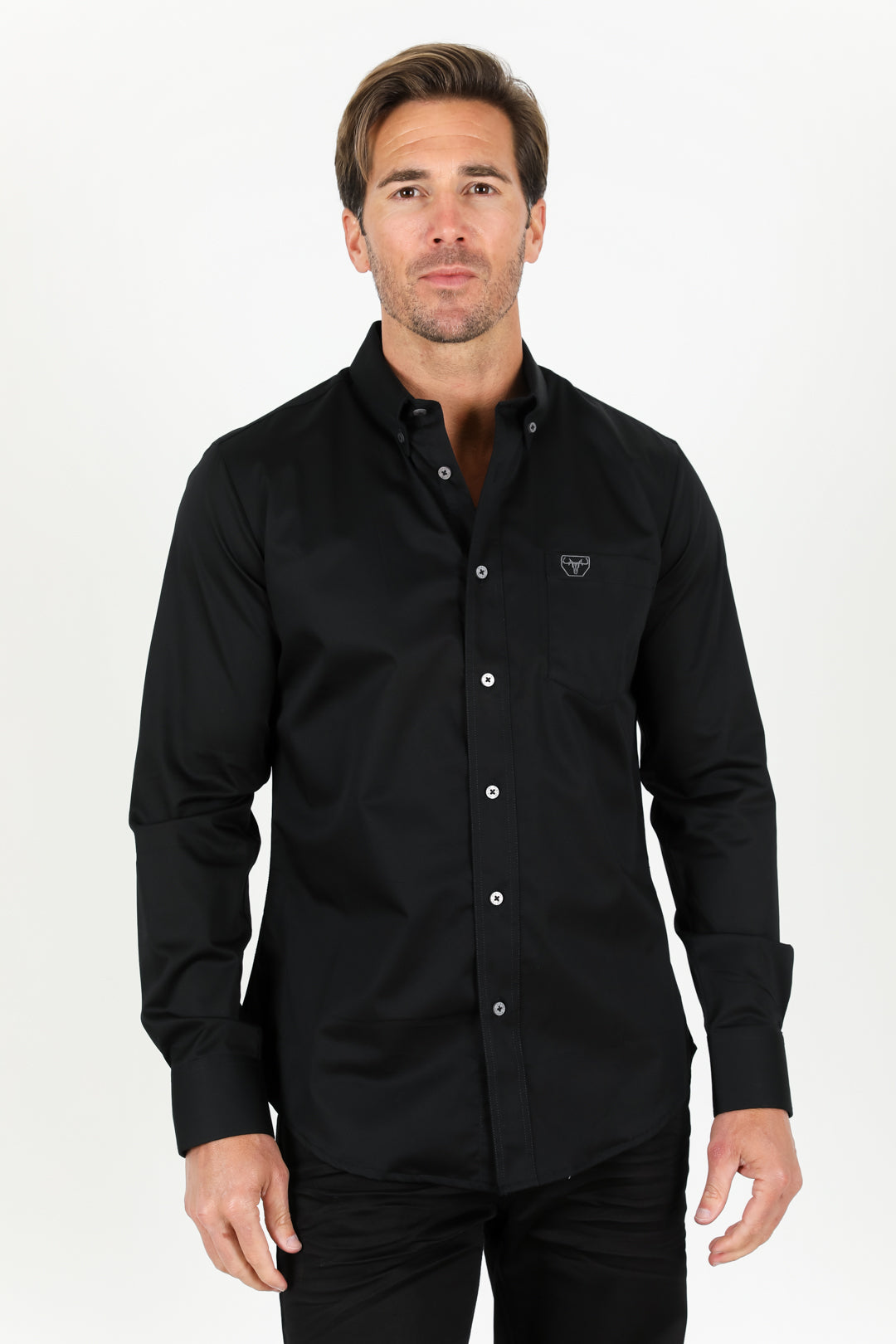 Platini CTL9258 men's Cattle Dress Shirt in black, front view