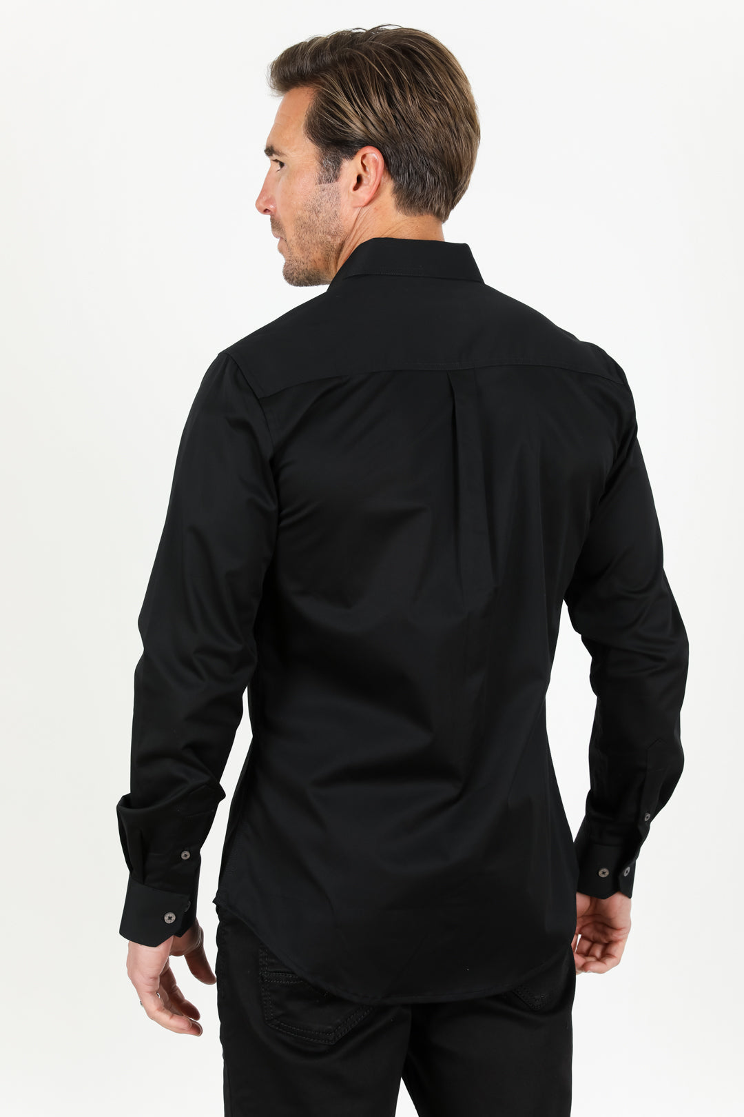 Platini CTL9258 Cattle Dress Shirt in black, back view