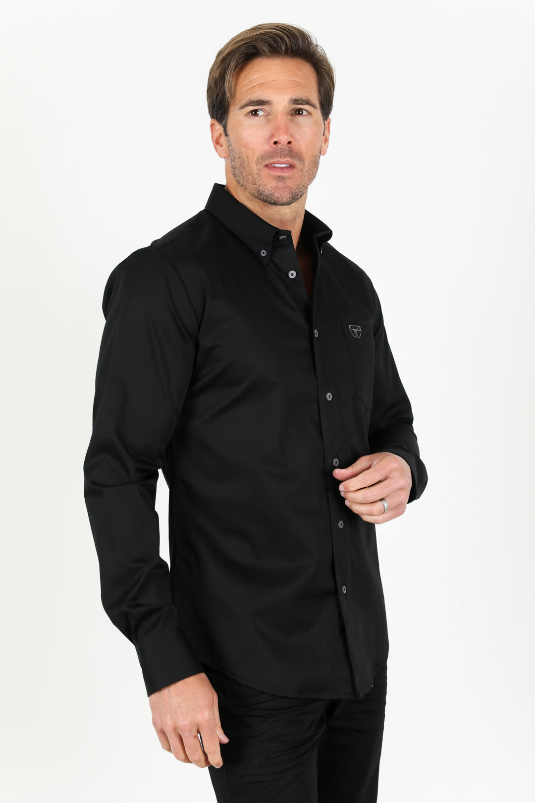 Platini CTL9258 Cattle Dress Shirt in black, side view