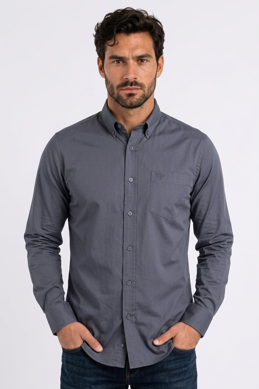 Platini CTL11731 men's Cattle Dress Shirt in charcoal, front view