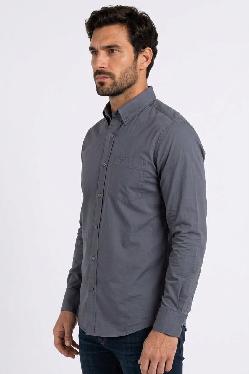 Platini CTL11731 Cattle Dress Shirt in charcoal, side view
