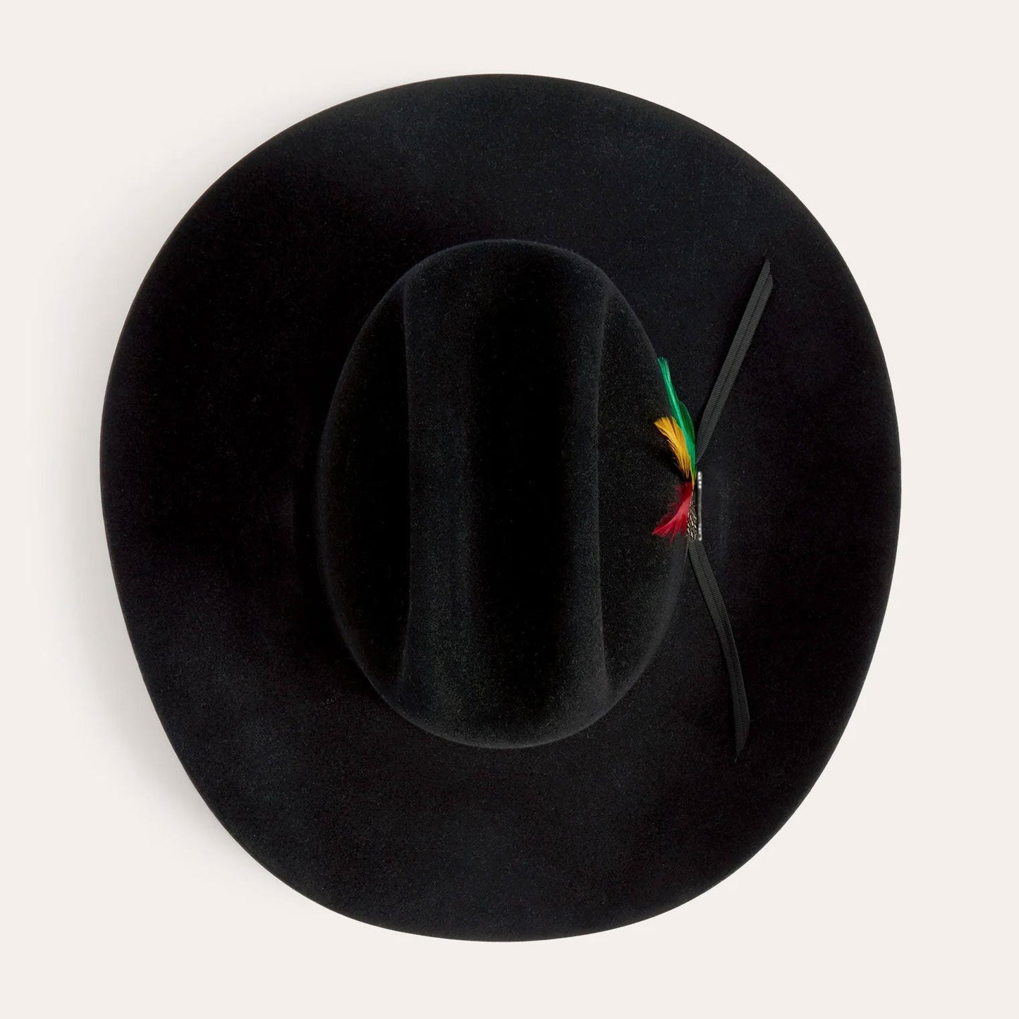 Stetson Rancher 6X black cowboy hat crown detail