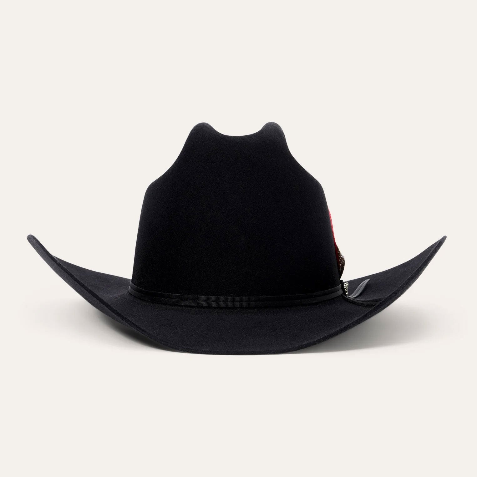 Stetson Rancher 6X black cowboy hat hat band and feather detail