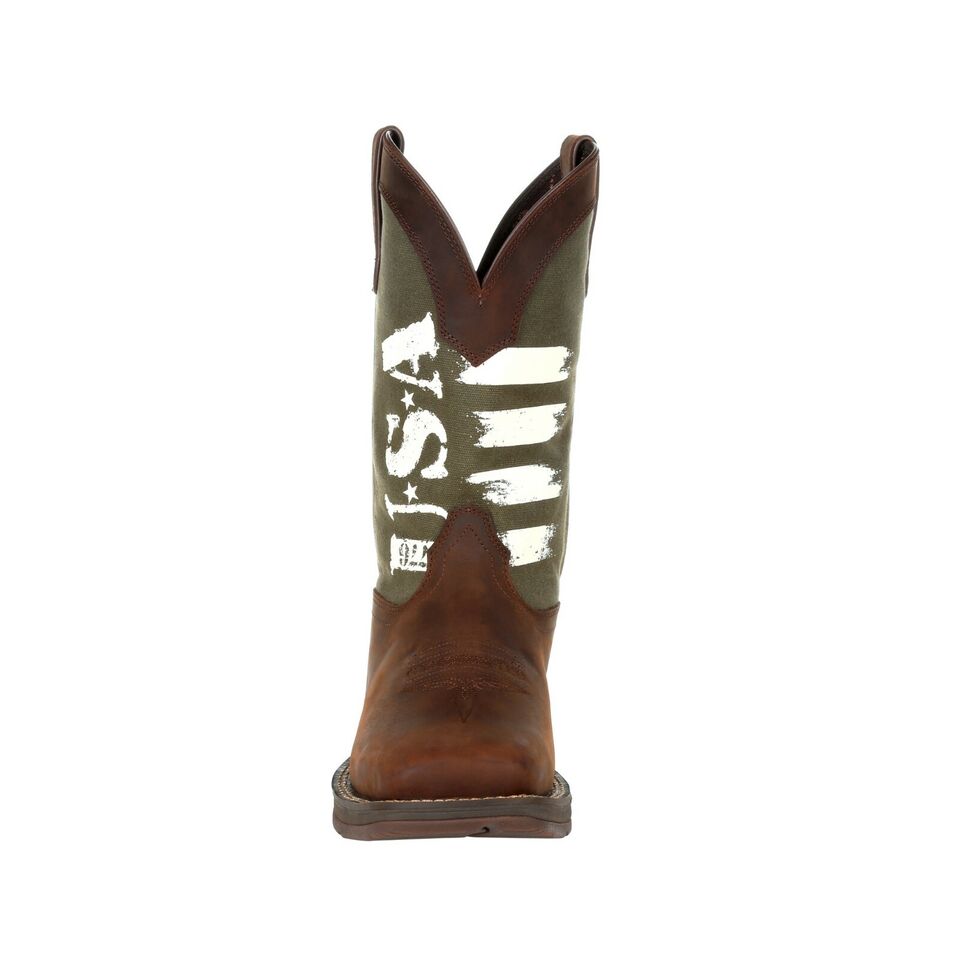 Rebel™ by Durango® Army Green USA Print Western Boot- DDB0313