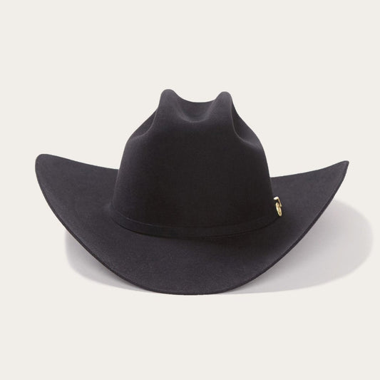 Stetson El Presidente 100X premier black felt cowboy hat, front view