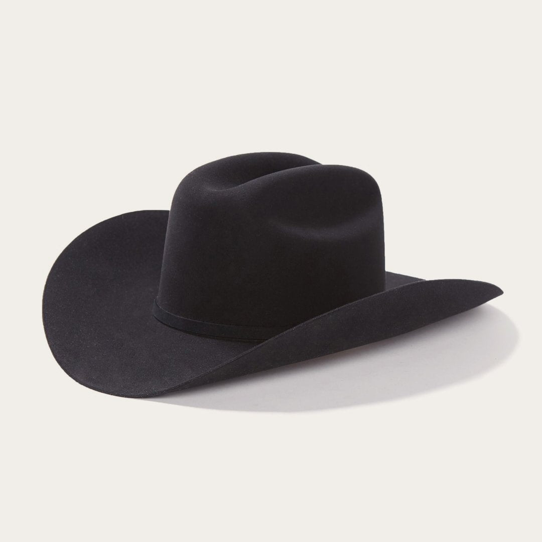 Stetson El Presidente 100X black cowboy hat, three-quarter view