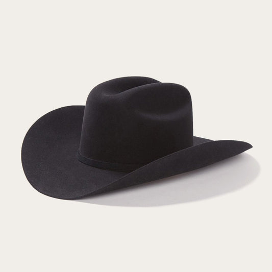 Stetson El Presidente 100X black cowboy hat, three-quarter view