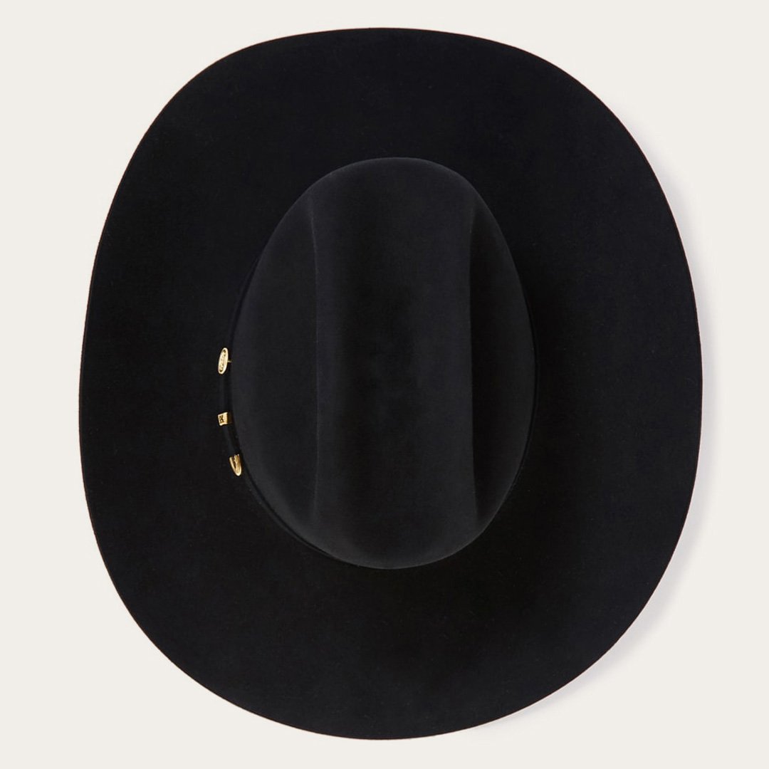 Stetson El Presidente 100X black cowboy hat, crown detail