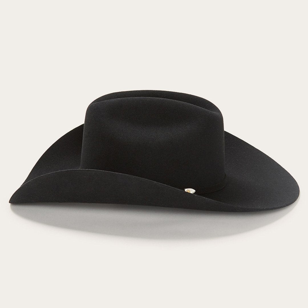 Stetson Brenham 4X black cowboy hat, cattleman crown detail