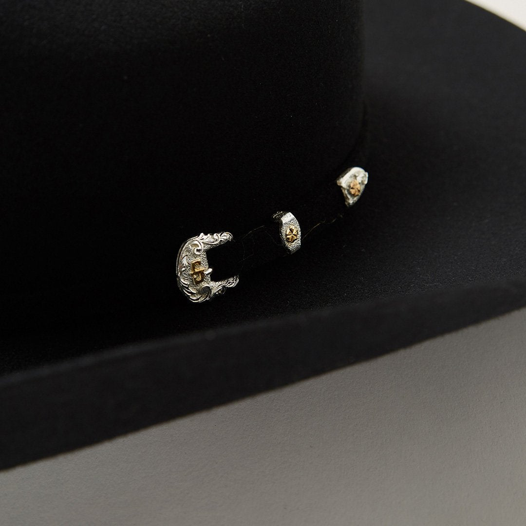 Stetson Brenham 4X black cowboy hat, underside of brim