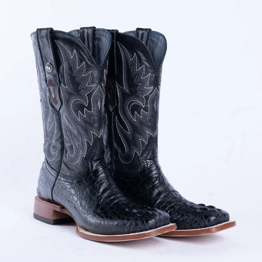 Tanner Mark Men's Print Caiman Hornback Square Toe Boots Black - TM201702