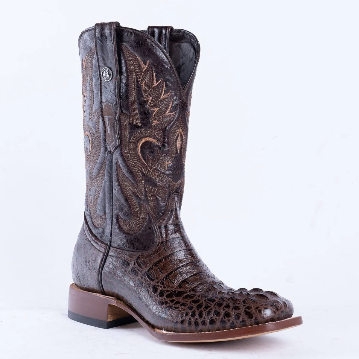TANNER MARK Caiman Hornback Print Classic Brown / Marble Brown Top- TM201701