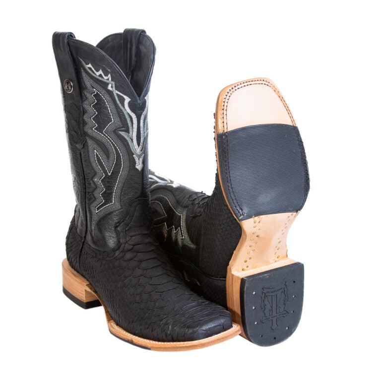 Tanner Mark TMX208038 jumbo python matte black boot, side view