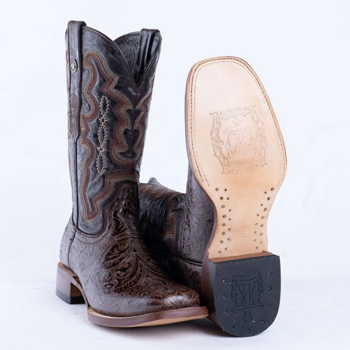 TANNER MARK Hand Tooled Classic Brown / Marble Brown Top - TM201707
