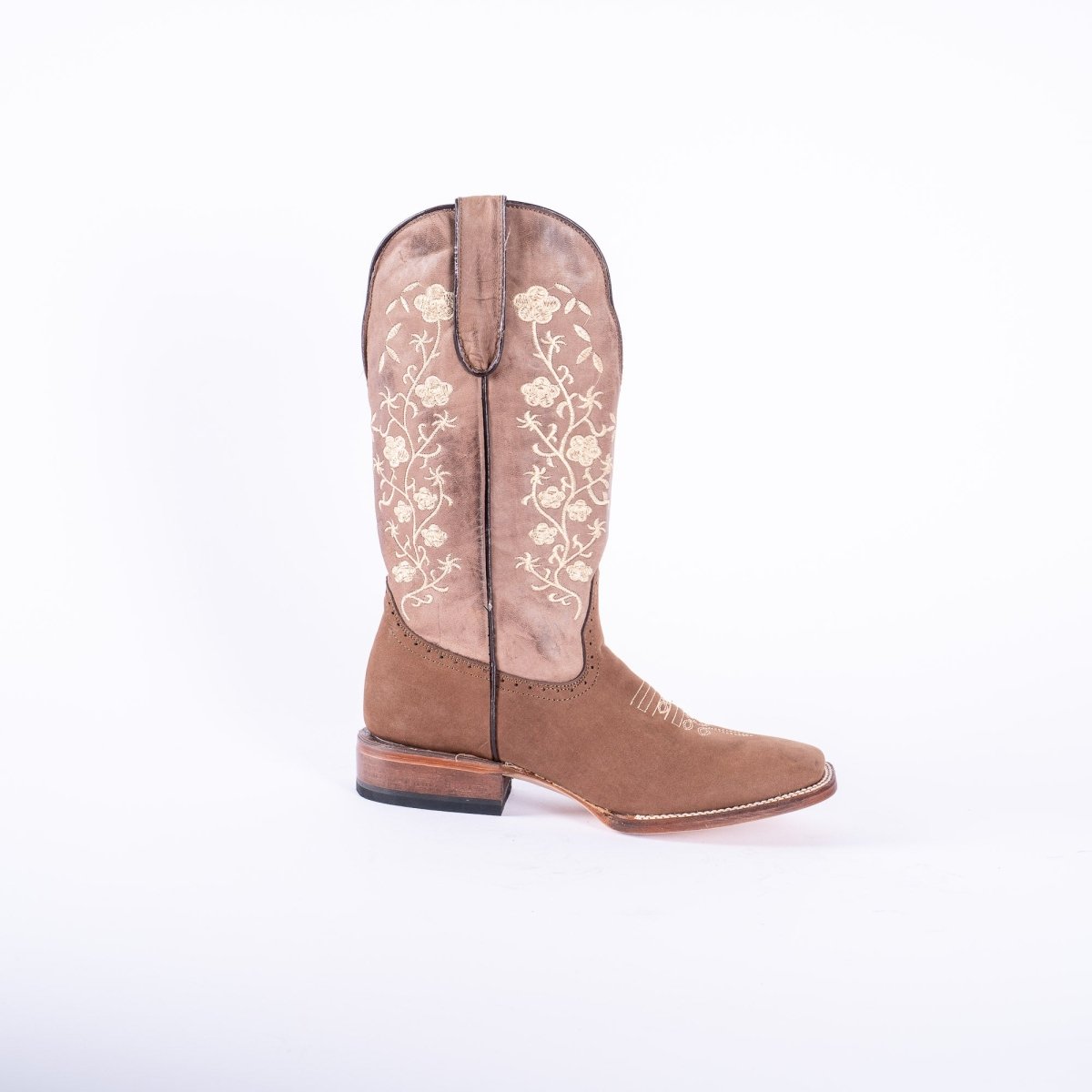 Tanner Mark Turn-In TML205197 women's crazy brown floral embroidered cowgirl boot, wide square toe, view 3