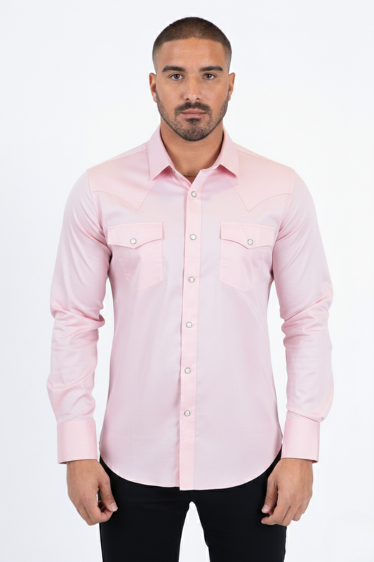 Platini WSL11329 men's Winslow Western Shirt in light pink, front view