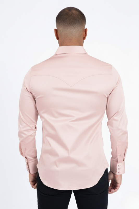 Platini WSL11329 Winslow Western Shirt in light pink, back view