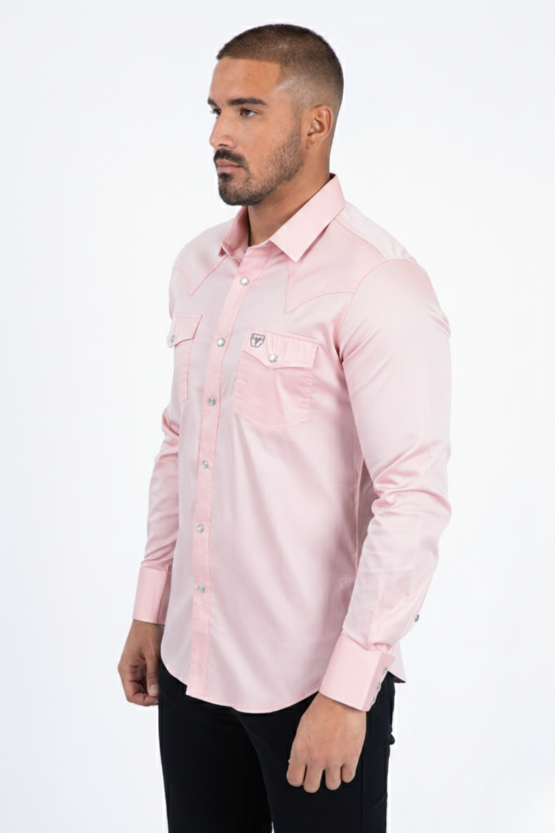 Platini WSL11329 Winslow Western Shirt in light pink, side view