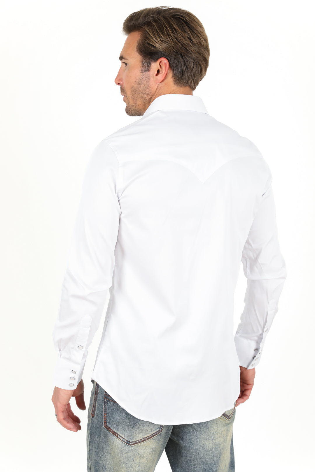Platini WSL9300 Winslow Western Shirt in white, back view